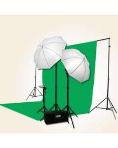 ePhoto 3 Point Chromakey Green Screen Video Lighting Kit 10 x 12ft Green Chromakey Backdrop Screen Studio Light Kit by ePhotoInc HBU3